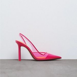 Beautiful Brand New Fuschia colored Vinyl Heels with tags.